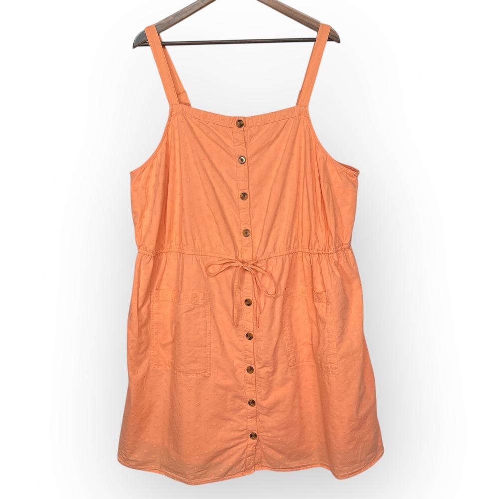 Sonoma Women's XXL Sleeveless Button Front Tie Waist Peach Coral Dress